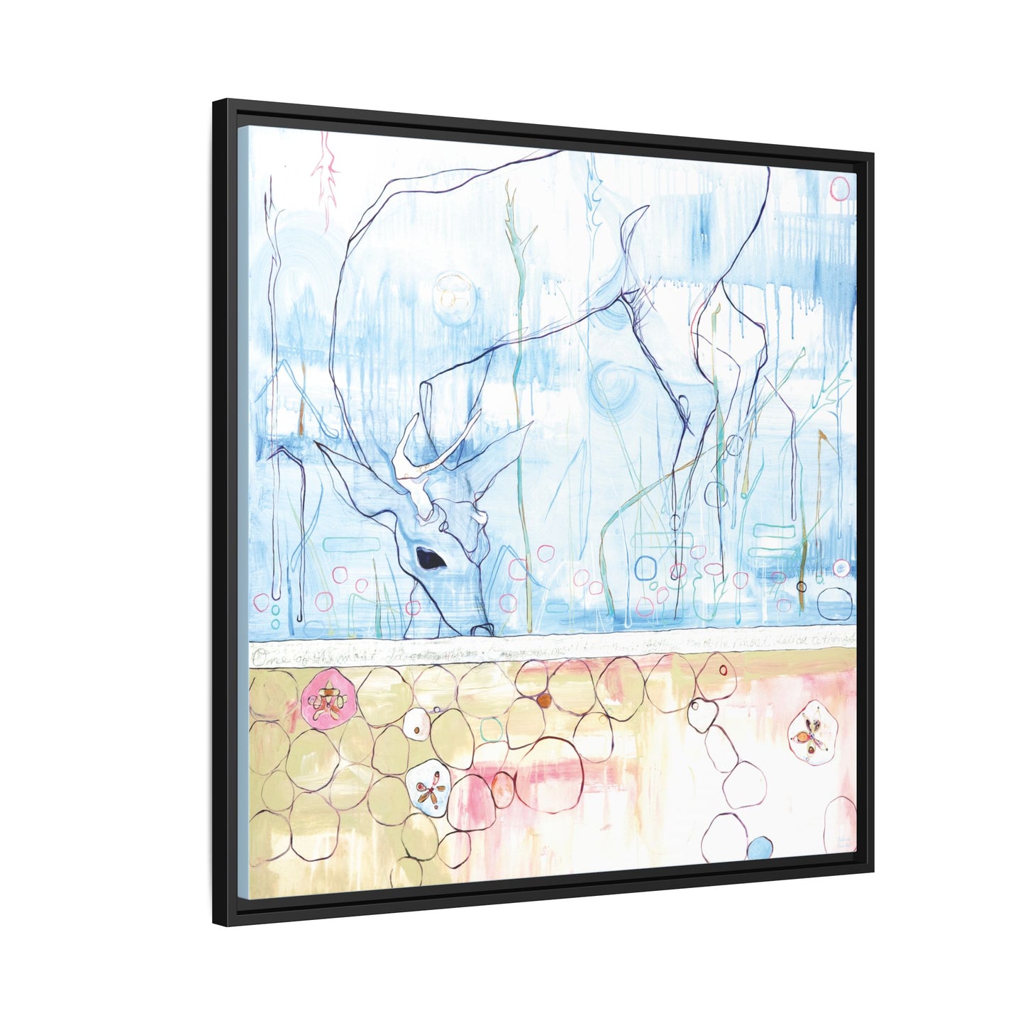 "One Antler Deer" Framed Canvas Fine Art Reproduction by Zabrina Fine Art