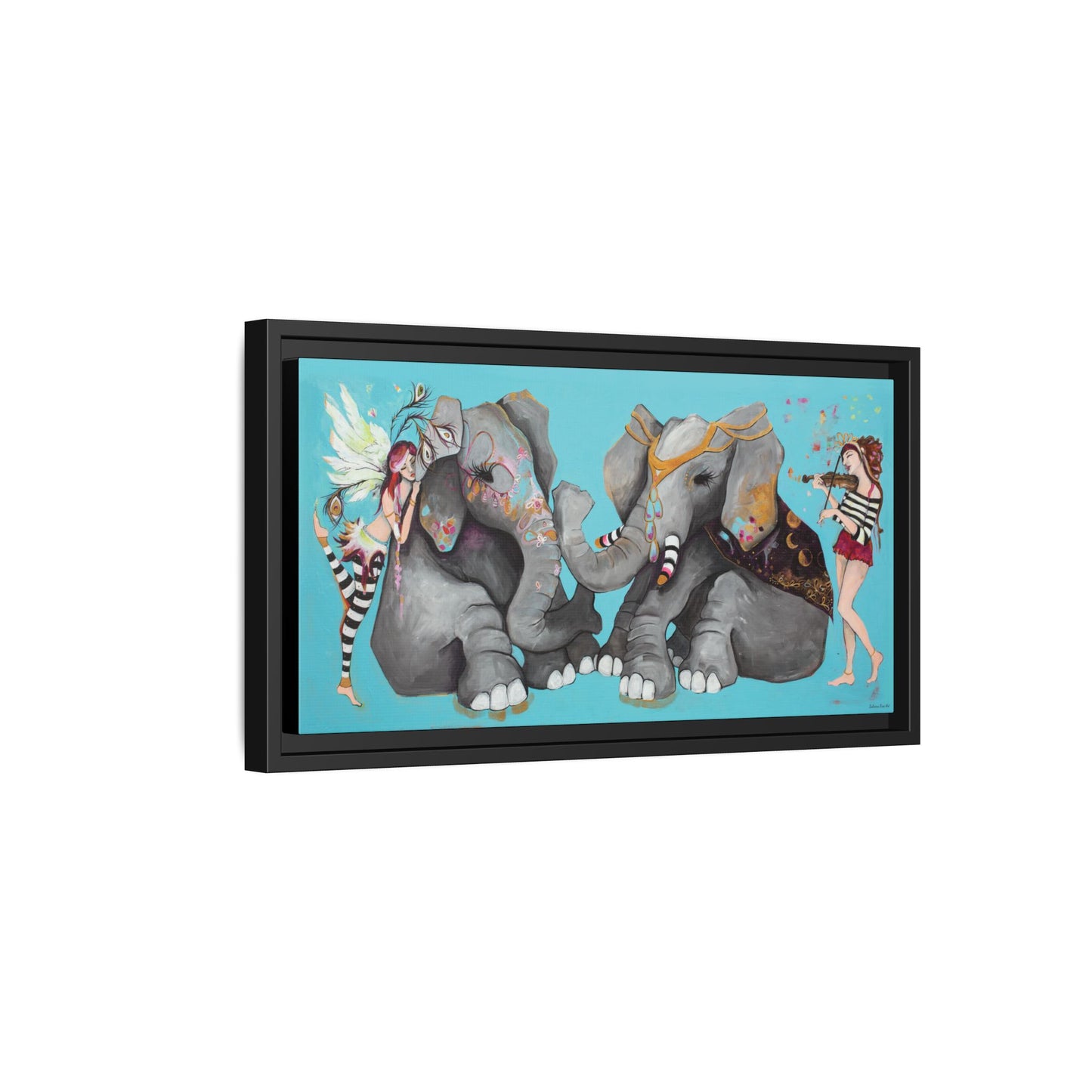 "Elephant Love" Framed Canvas Fine Art Reproduction by Zabrina Fine Art
