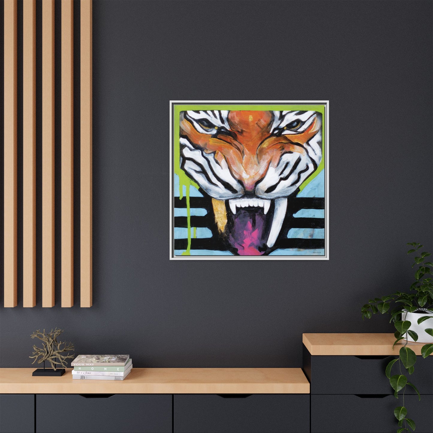 "Tiger Fang" Framed Canvas Fine Art Reproduction by Zabrina Fine Art