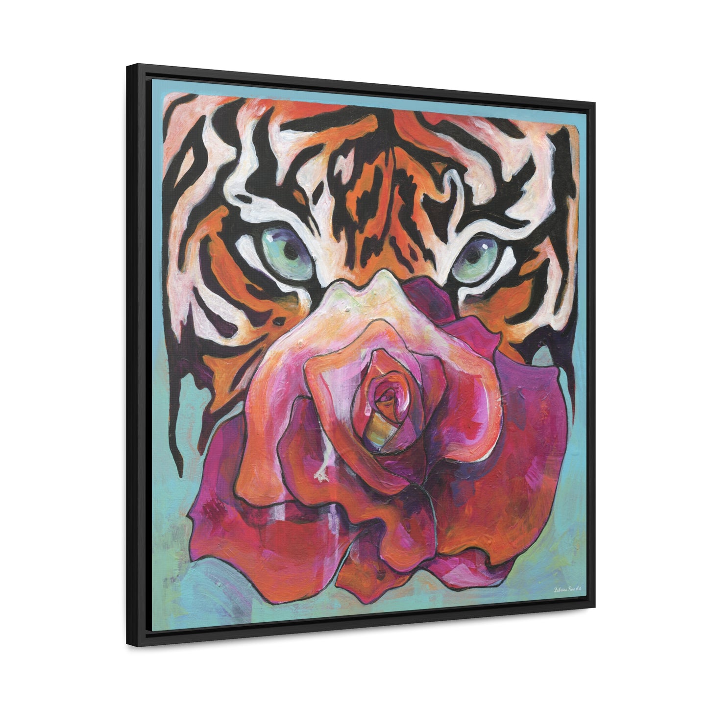 "Tiger Rose" Framed Canvas Fine Art Reproduction by Zabrina Fine Art