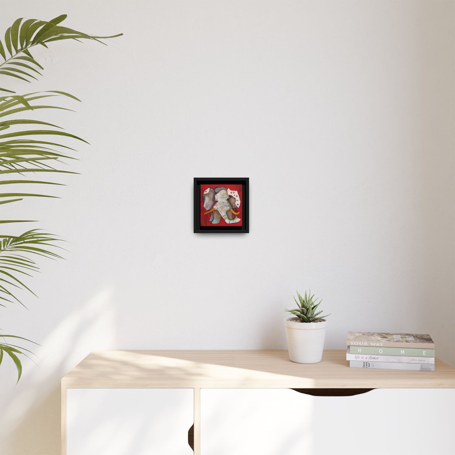 "Red Heart Elephant" Framed Canvas Fine Art Reproduction by Zabrina Fine Art