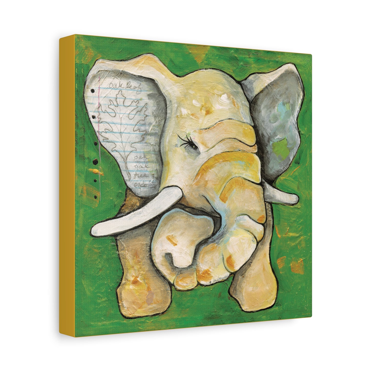 "Oak Leaf Elephant" Unframed Canvas Yellow Edge Reproduction by Zabrina Fine Art