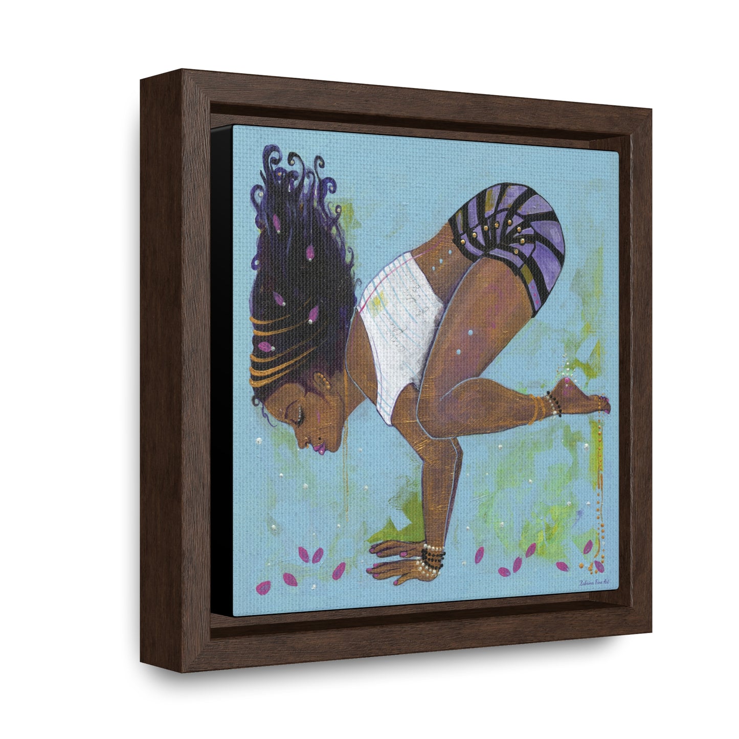 "Crow Pose" Framed Canvas Fine Art Reproduction by Zabrina Fine Art