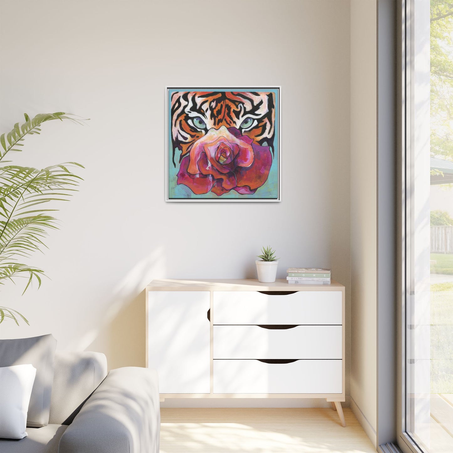 "Tiger Rose" Framed Canvas Fine Art Reproduction by Zabrina Fine Art