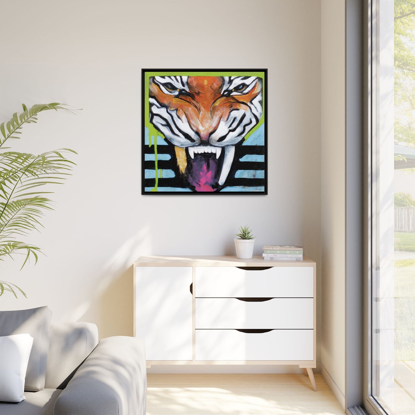 "Tiger Fang" Framed Canvas Fine Art Reproduction by Zabrina Fine Art