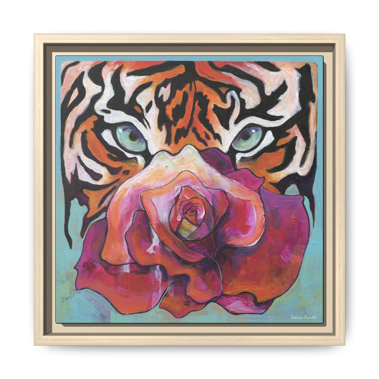 "Tiger Rose" Framed Canvas Fine Art Reproduction by Zabrina Fine Art