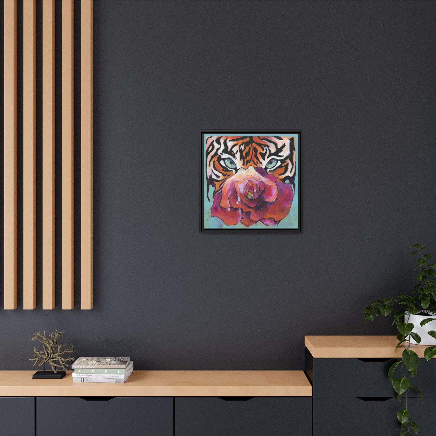 "Tiger Rose" Framed Canvas Fine Art Reproduction by Zabrina Fine Art