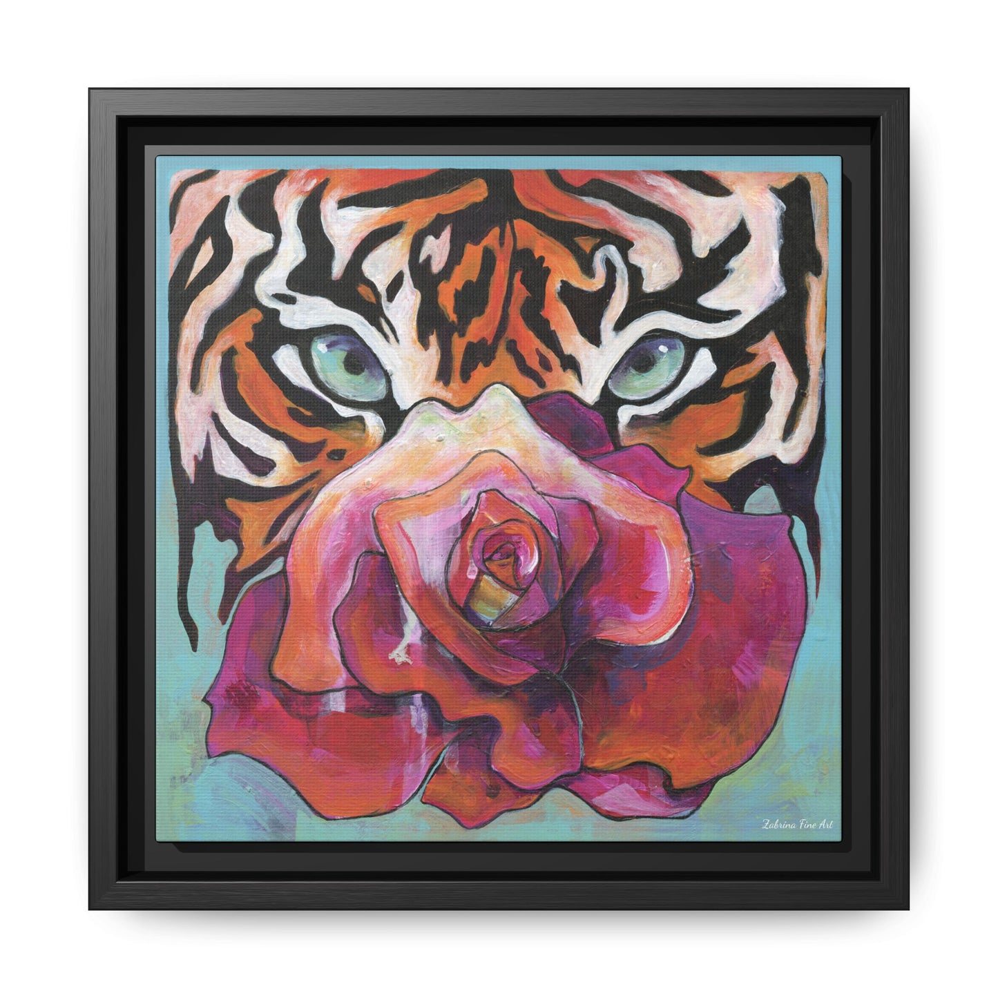 "Tiger Rose" Framed Canvas Fine Art Reproduction by Zabrina Fine Art