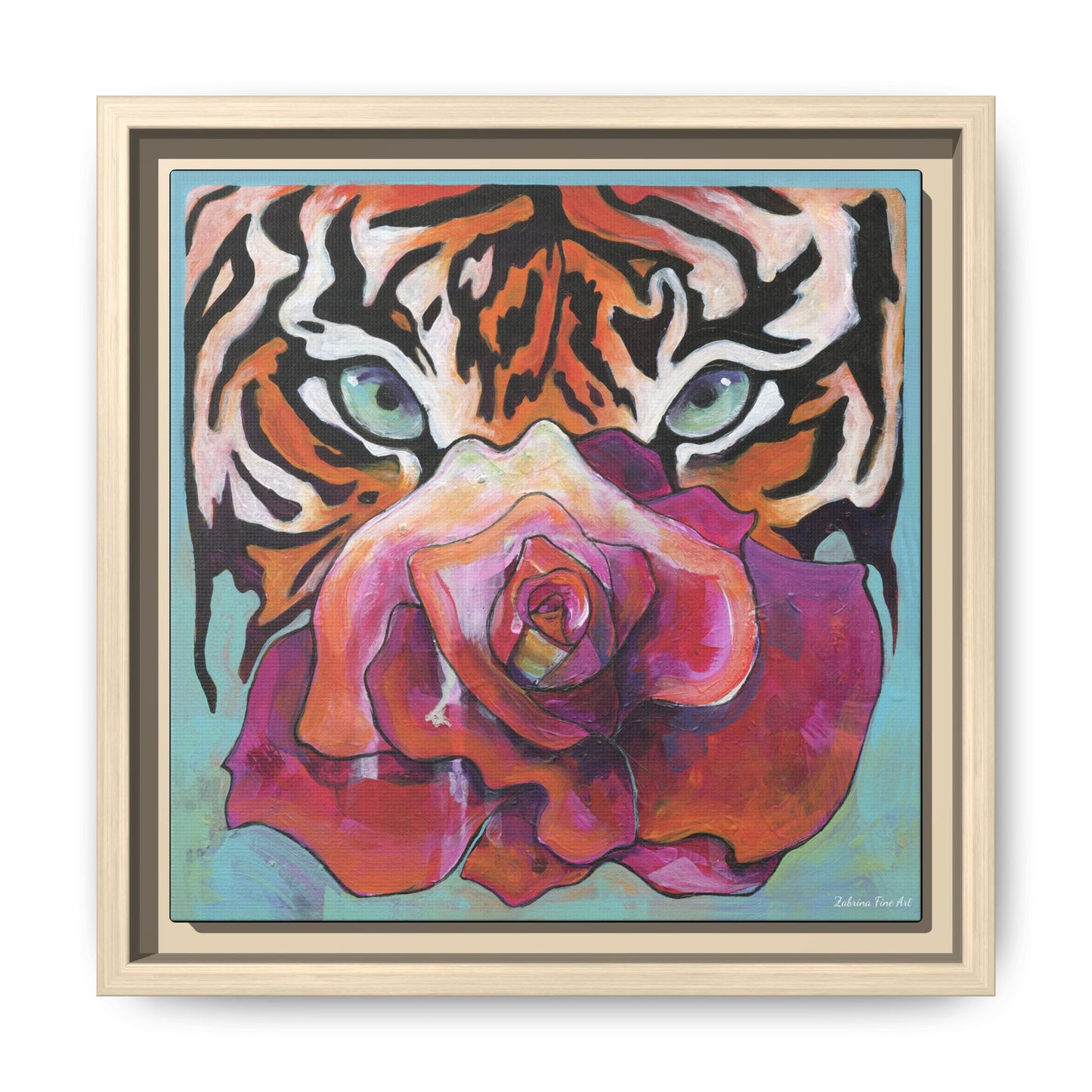 "Tiger Rose" Framed Canvas Fine Art Reproduction by Zabrina Fine Art