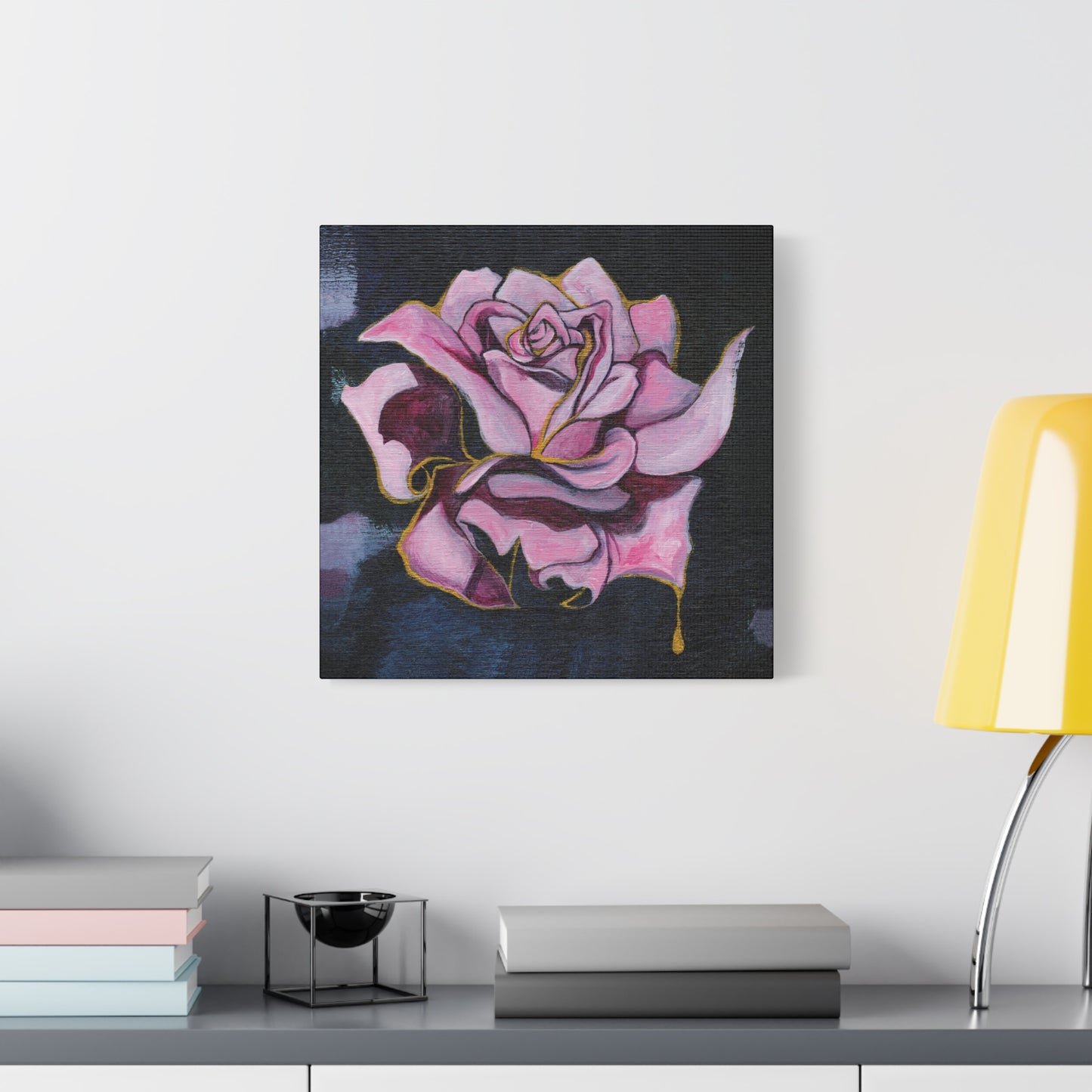 "Gilded Rose" Unframed Canvas Black Edge Reproduction by Zabrina Fine Art