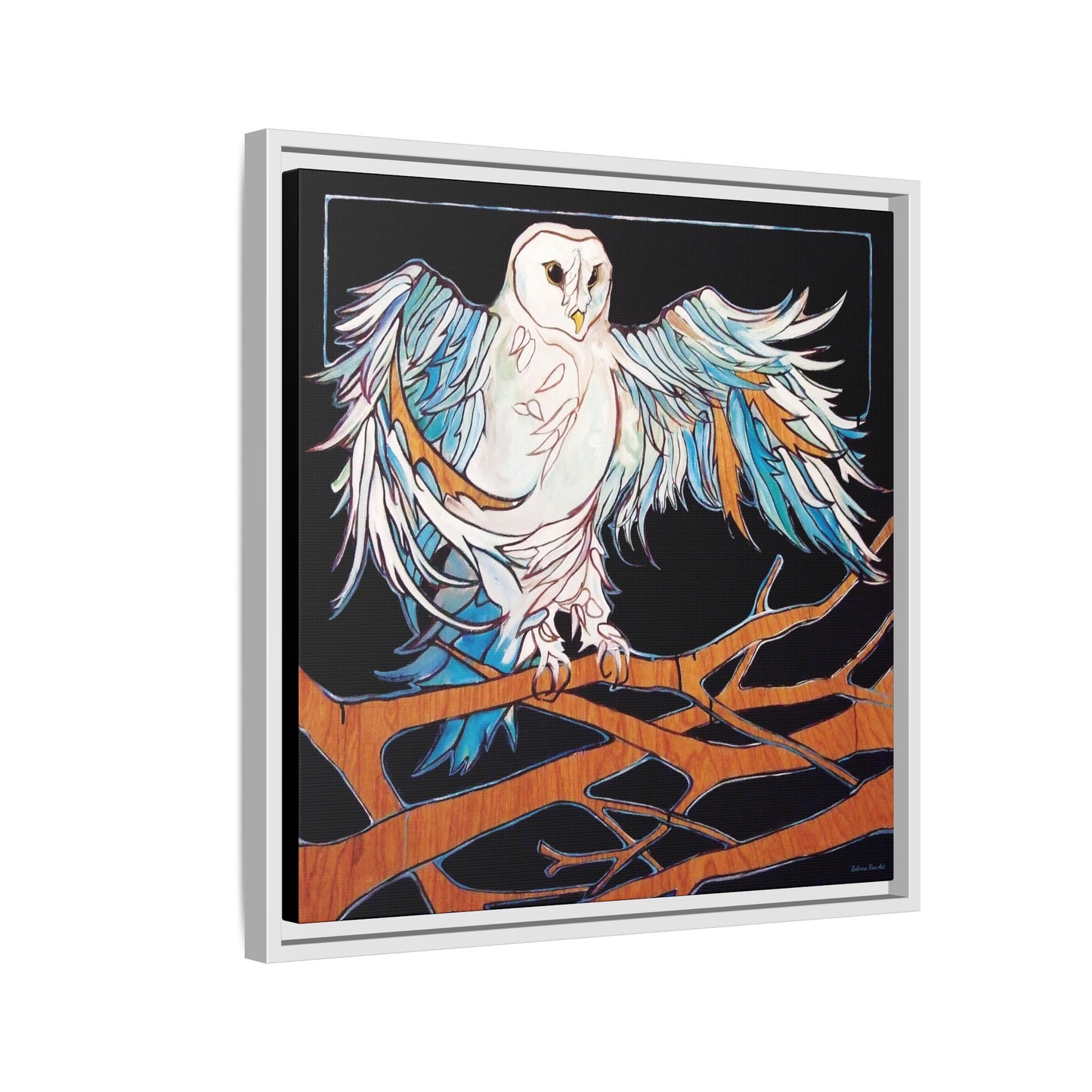"Blue Owl" Framed Canvas Fine Art Reproduction by Zabrina Fine Art