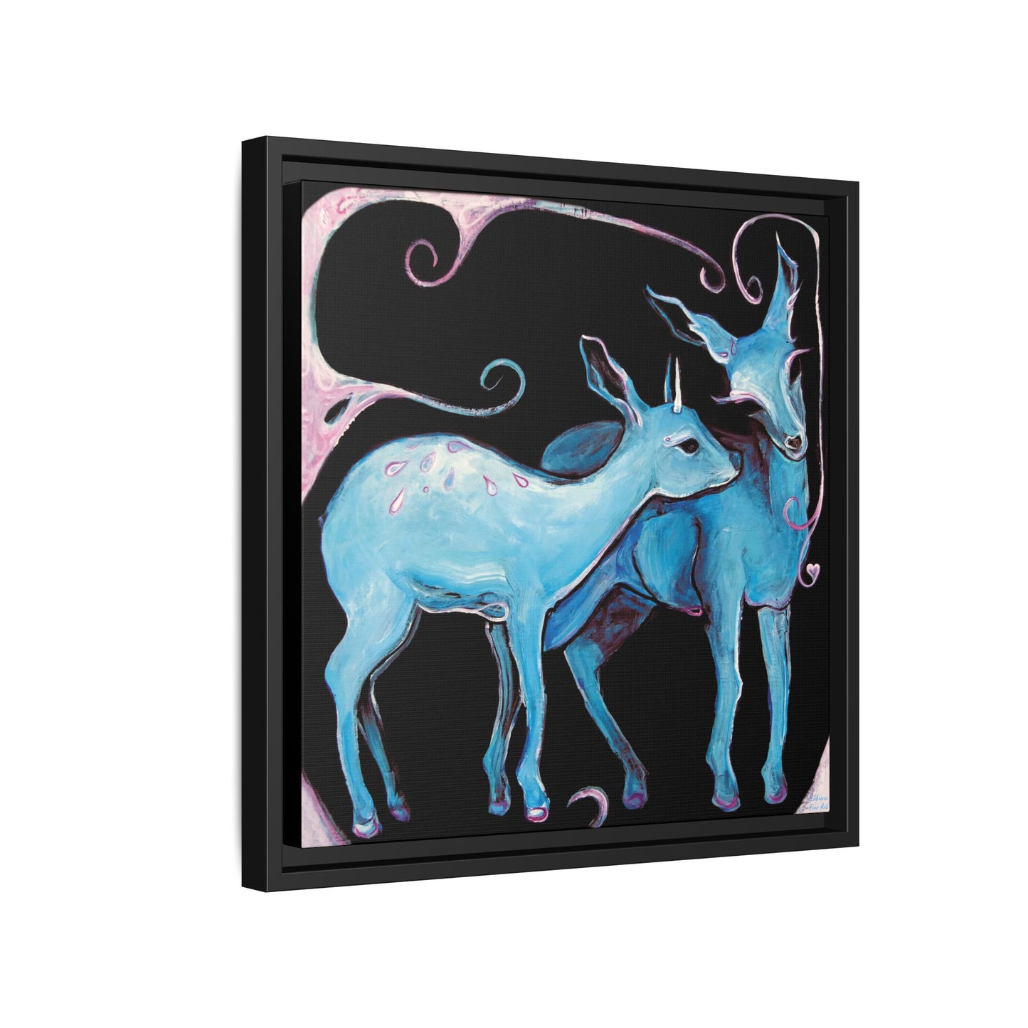 "Deer Love" Framed Canvas Fine Art Reproduction by Zabrina Fine Art