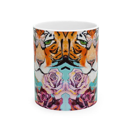"Tiger Rose" Ceramic Mug by Zabrina Fine Art
