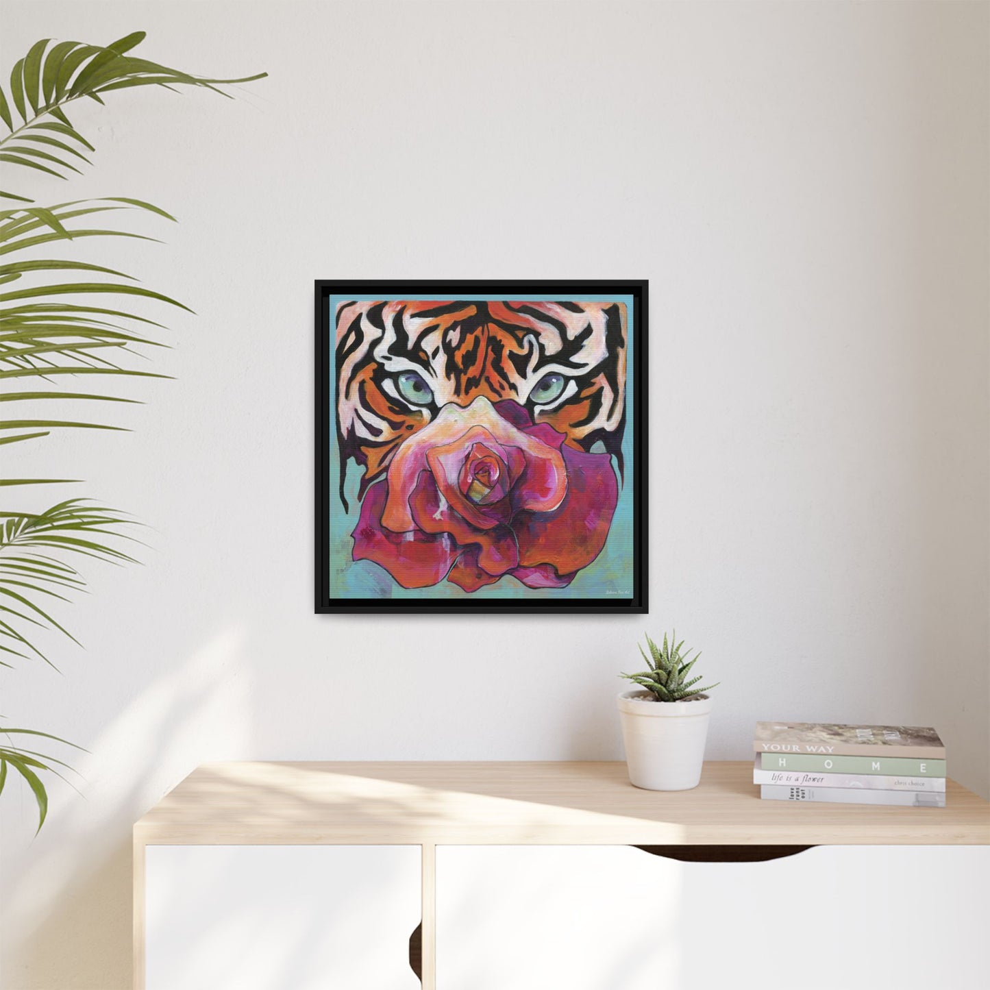 "Tiger Rose" Framed Canvas Fine Art Reproduction by Zabrina Fine Art