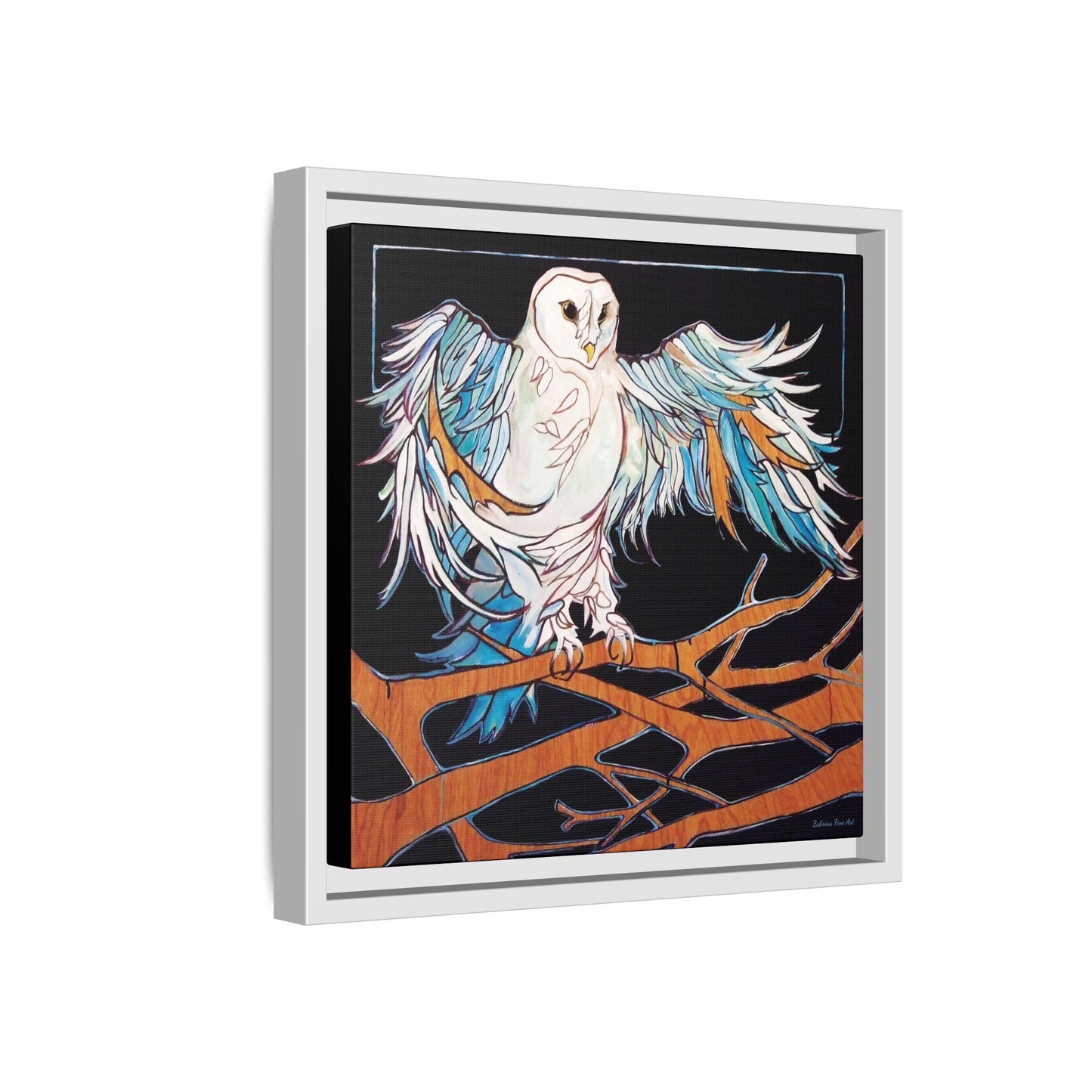 "Blue Owl" Framed Canvas Fine Art Reproduction by Zabrina Fine Art