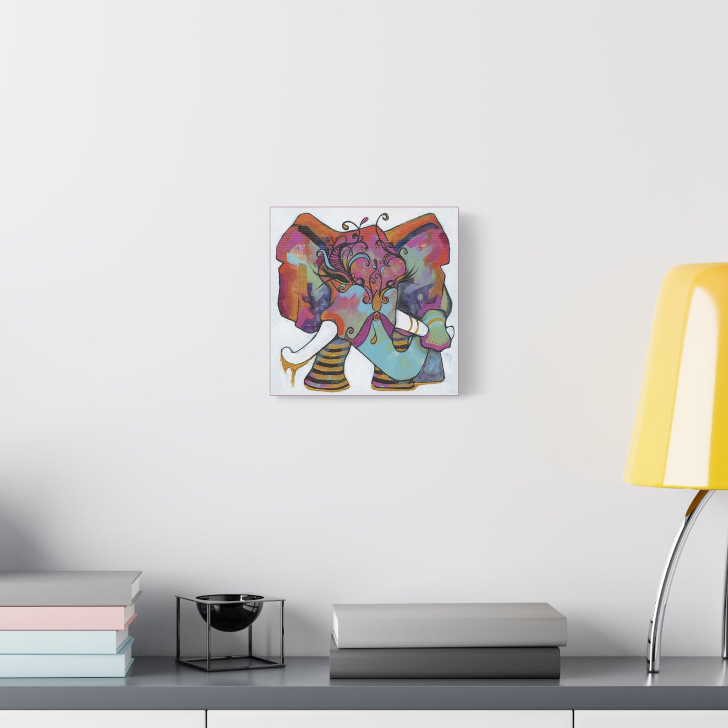 "Masquerade Elephant" Unframed Canvas Hot Pink Edge Reproduction by Zabrina Fine Art