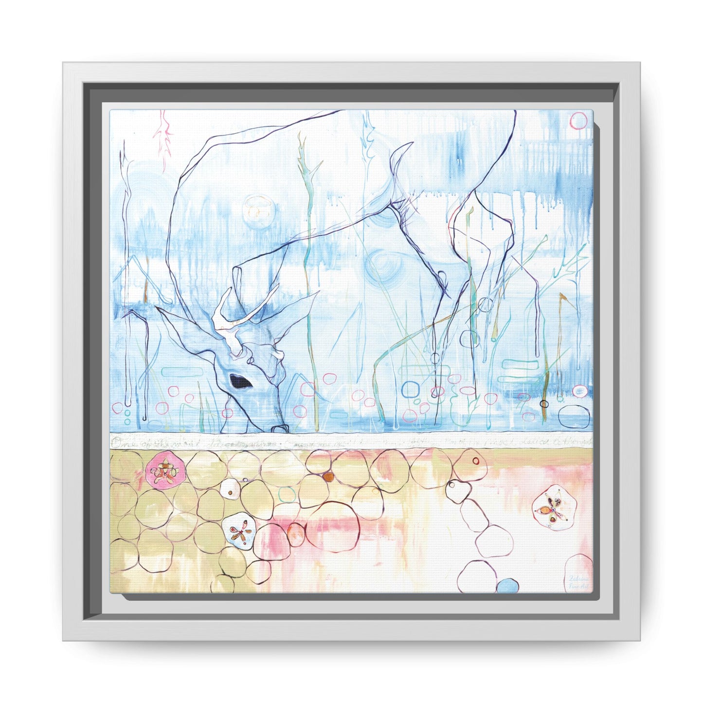 "One Antler Deer" Framed Canvas Fine Art Reproduction by Zabrina Fine Art