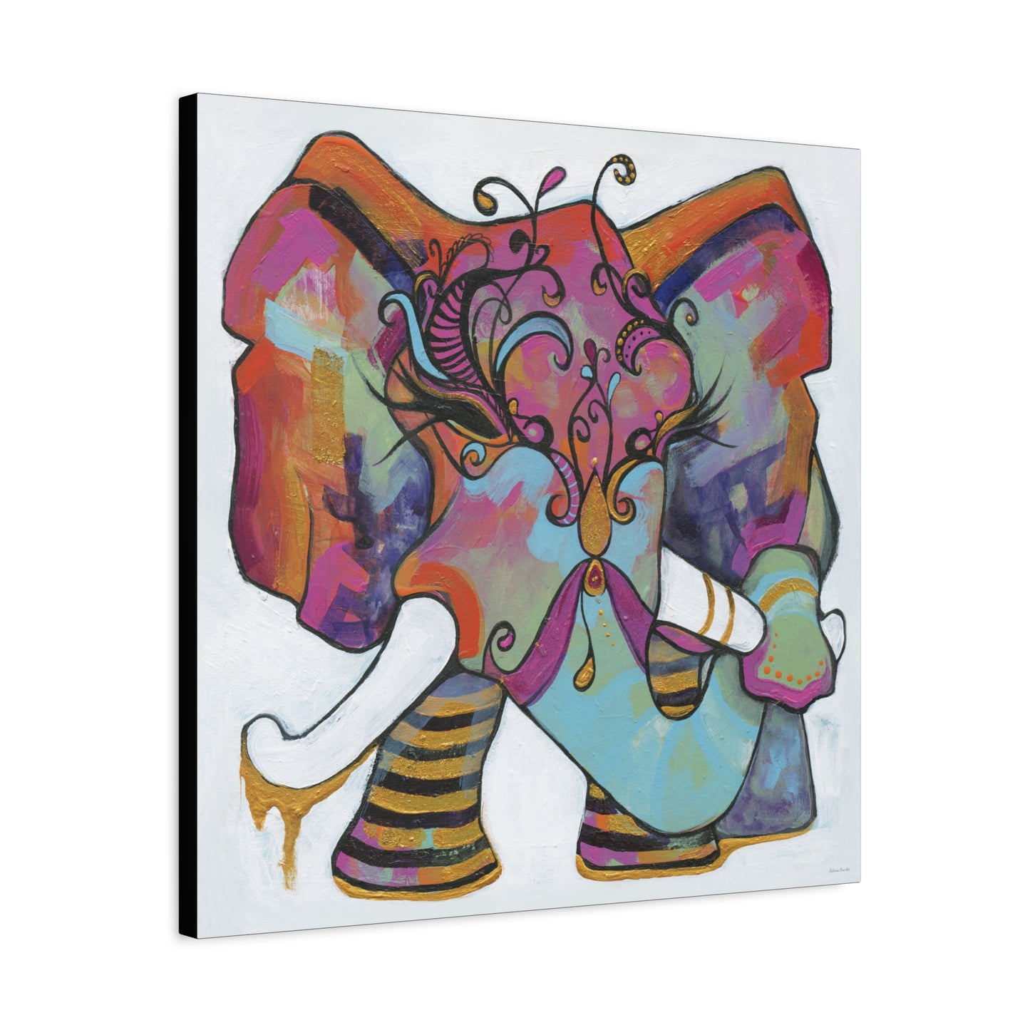 "Masquerade Elephant" Unframed Canvas Black Edge Reproduction by Zabrina Fine Art