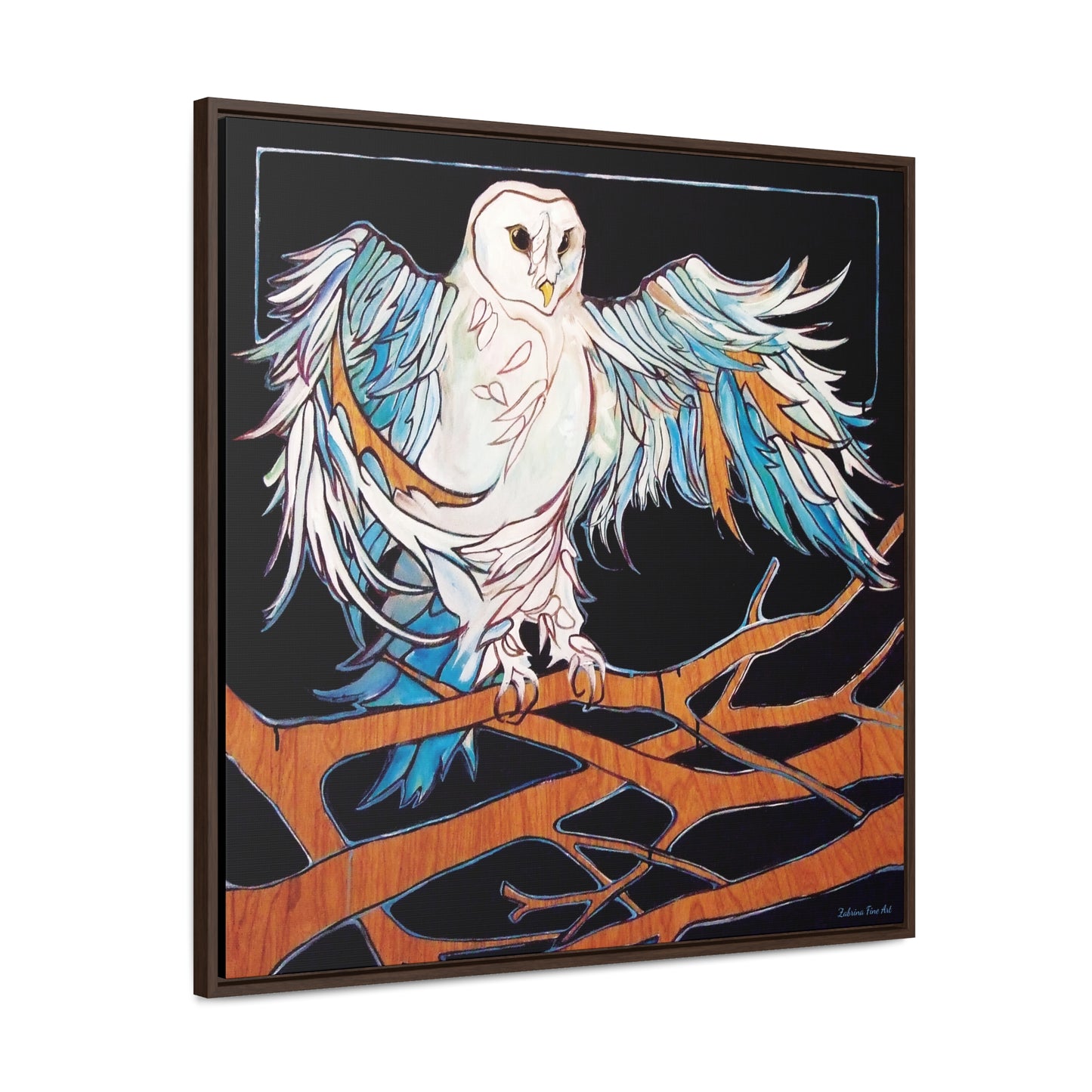 "Blue Owl" Framed Canvas Fine Art Reproduction by Zabrina Fine Art