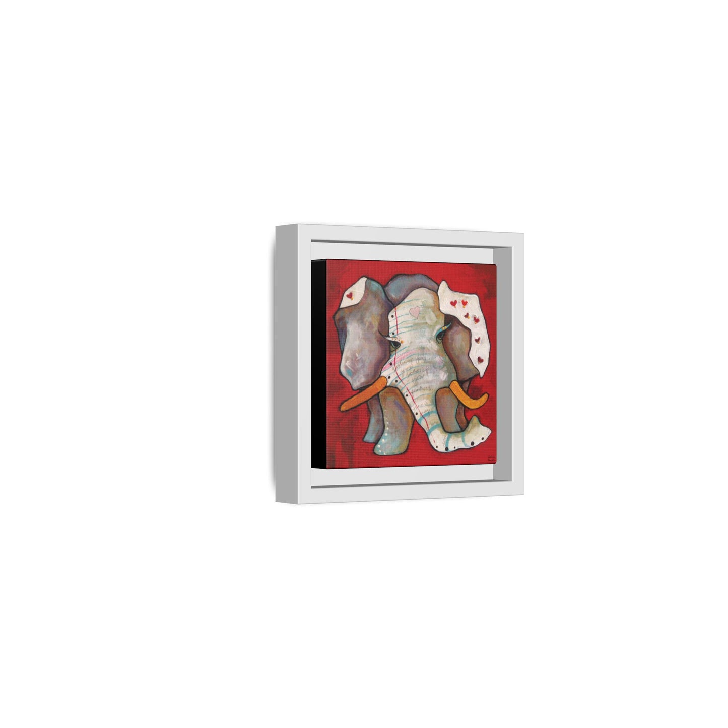 "Red Heart Elephant" Framed Canvas Fine Art Reproduction by Zabrina Fine Art
