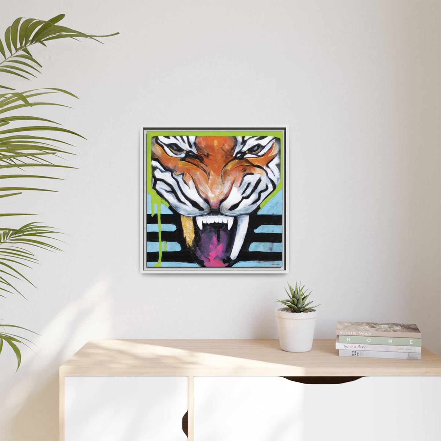 "Tiger Fang" Framed Canvas Fine Art Reproduction by Zabrina Fine Art
