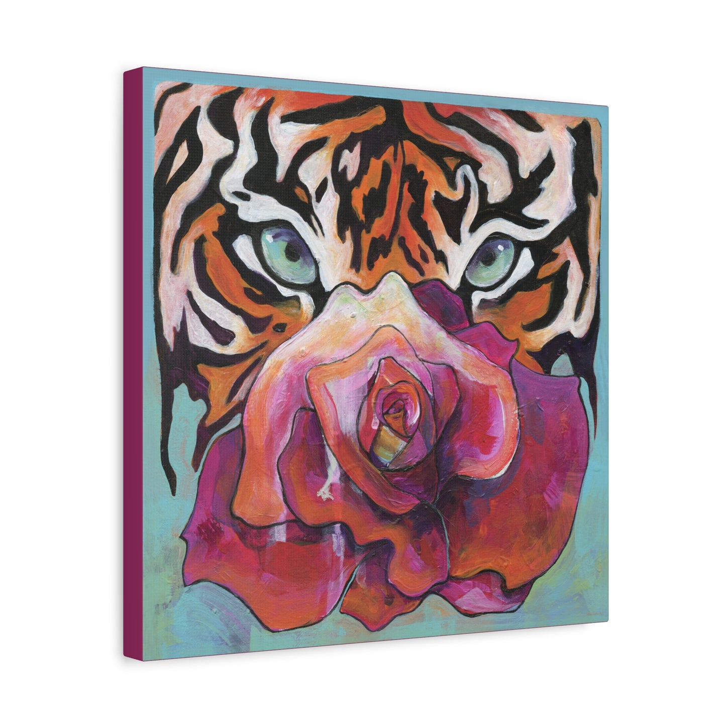 "Tiger Rose" Unframed Canvas Royal Pink Edge Reproduction by Zabrina Fine Art