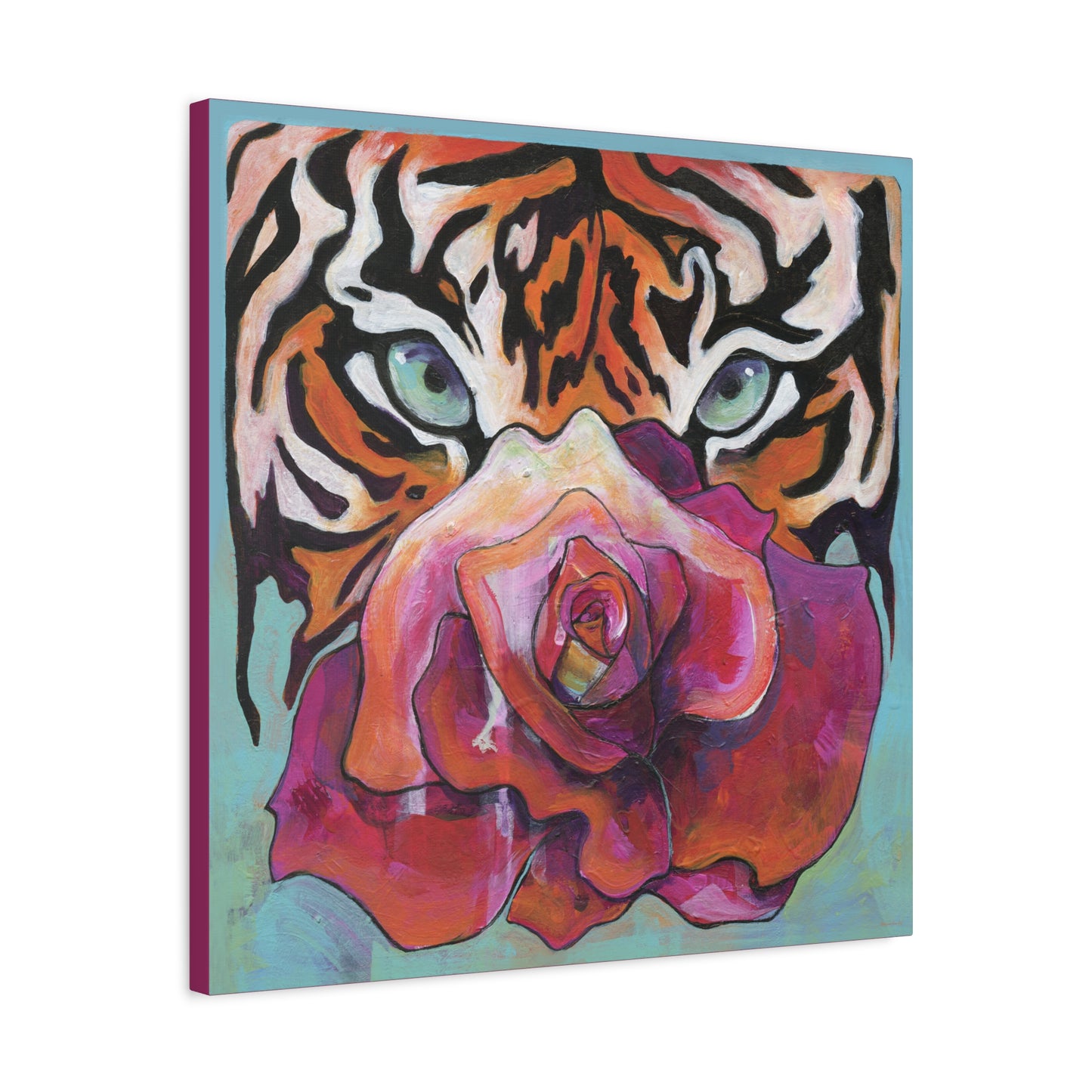 "Tiger Rose" Unframed Canvas Royal Pink Edge Reproduction by Zabrina Fine Art