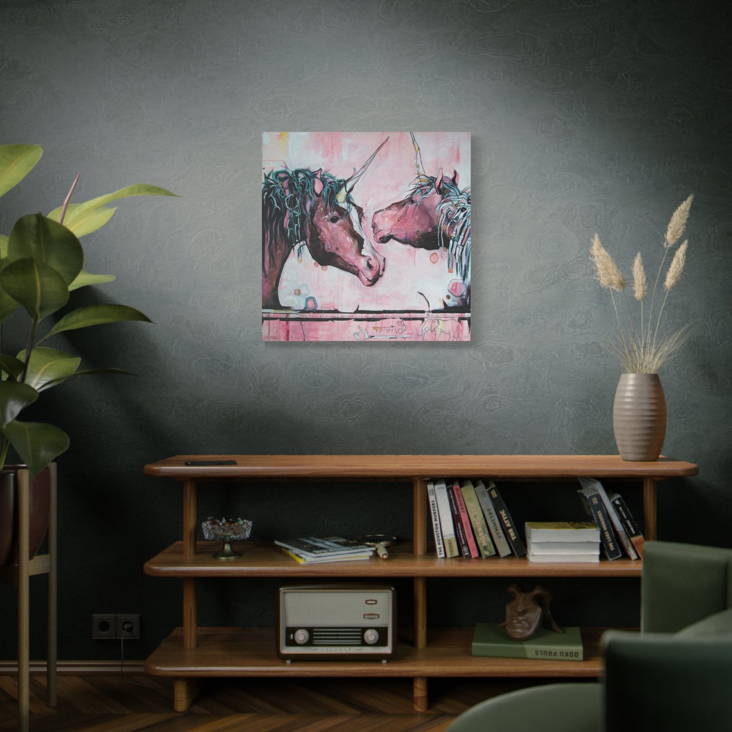 "Unicorns Are Real" Unframed Canvas Pink Edge Reproduction by Zabrina Fine Art