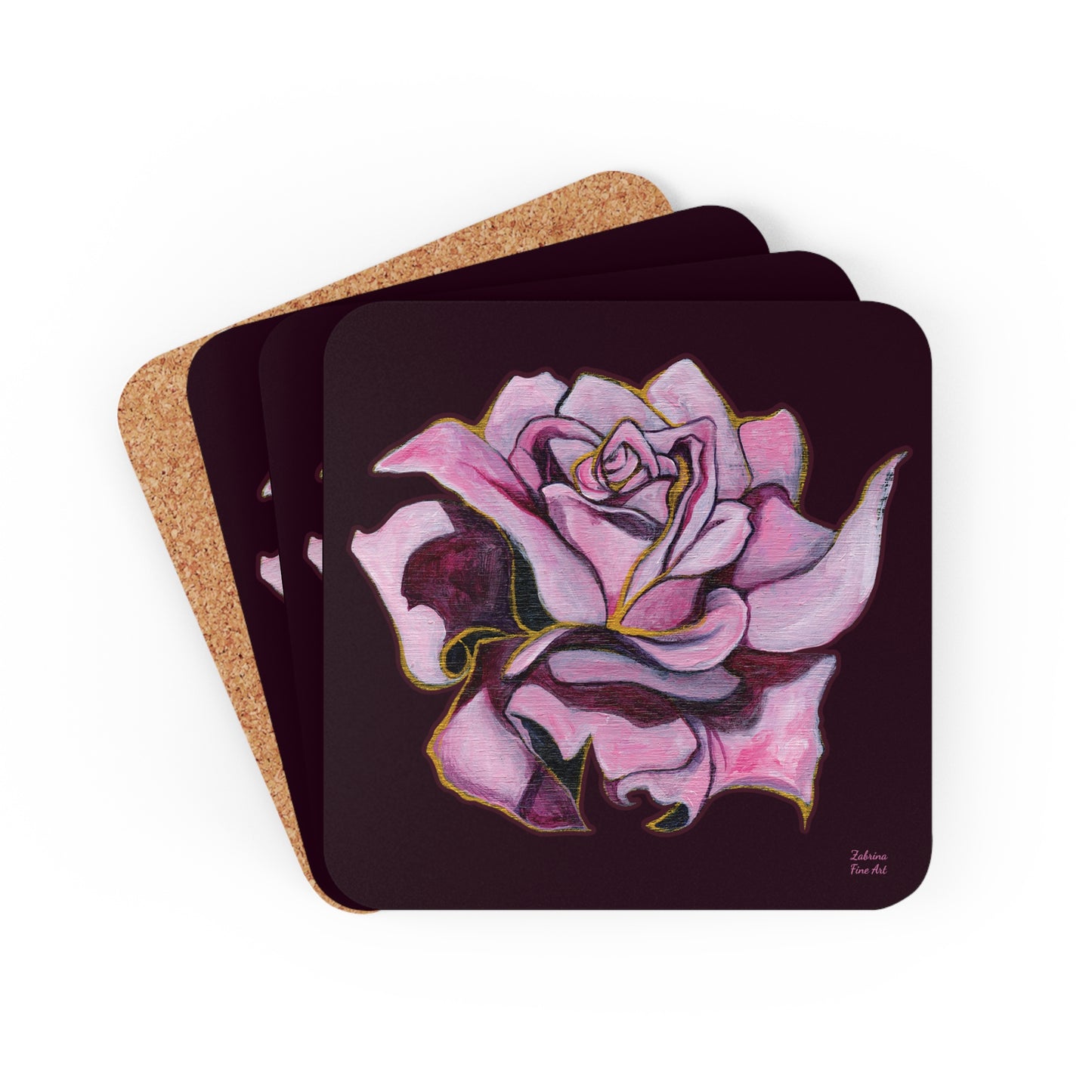 "Gilded Rose" Coaster Set by Zabrina Fine Art