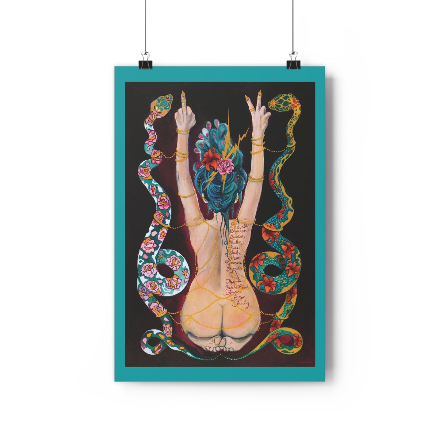 "I Believe In Peace" Giclée Fine Art Print Green Border by Zabrina Fine Art
