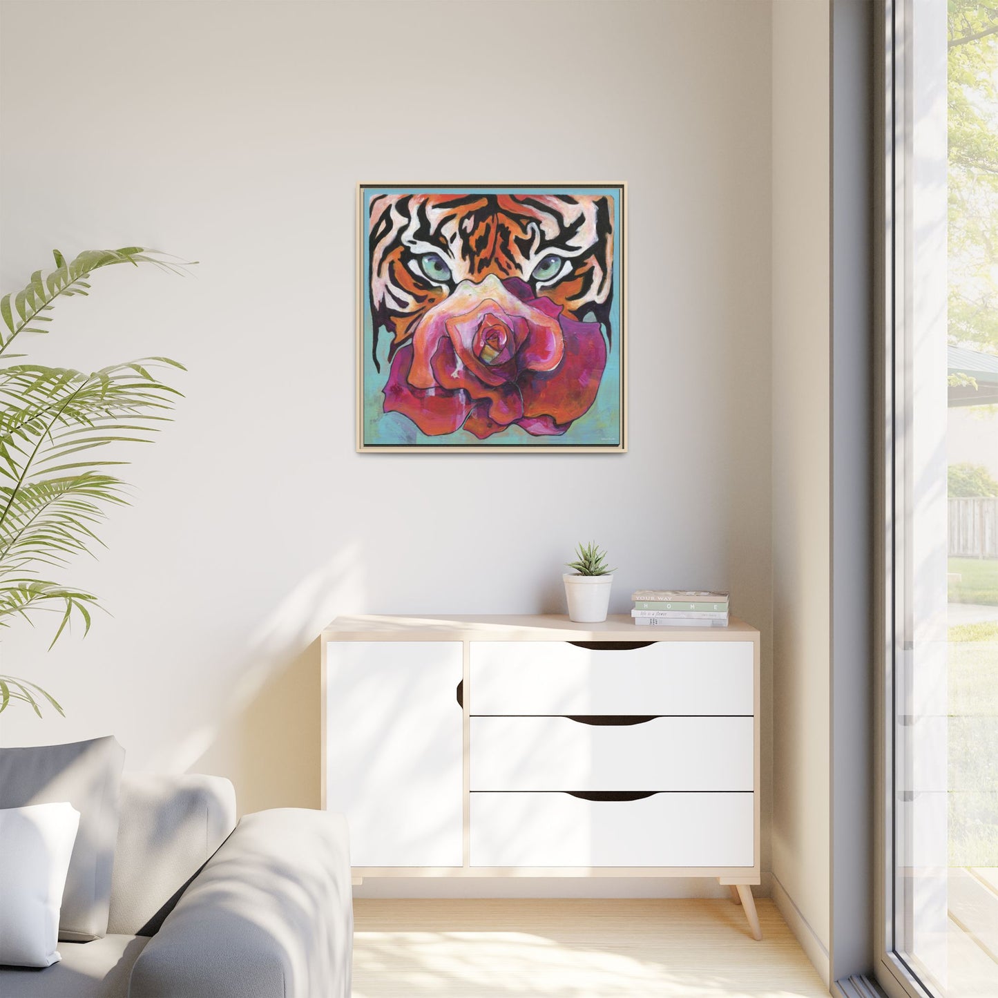 "Tiger Rose" Framed Canvas Fine Art Reproduction by Zabrina Fine Art