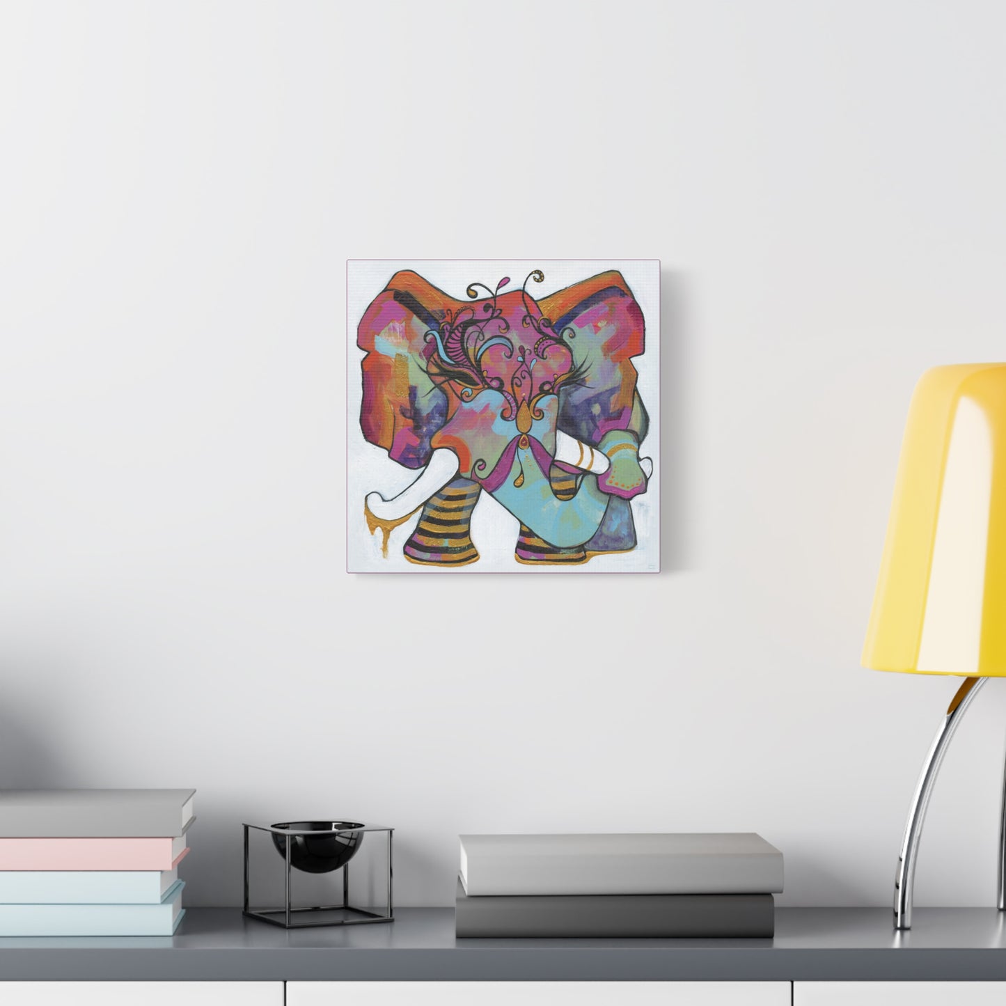 "Masquerade Elephant" Unframed Canvas Hot Pink Edge Reproduction by Zabrina Fine Art