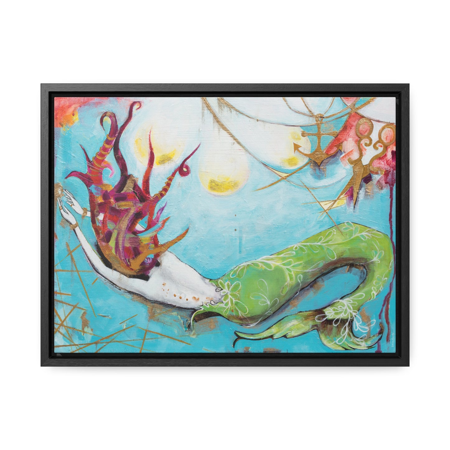 "Mermaid" Framed Canvas Fine Art Reproduction by Zabrina Fine Art