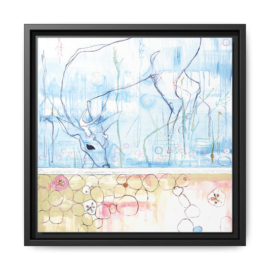 "One Antler Deer" Framed Canvas Fine Art Reproduction by Zabrina Fine Art