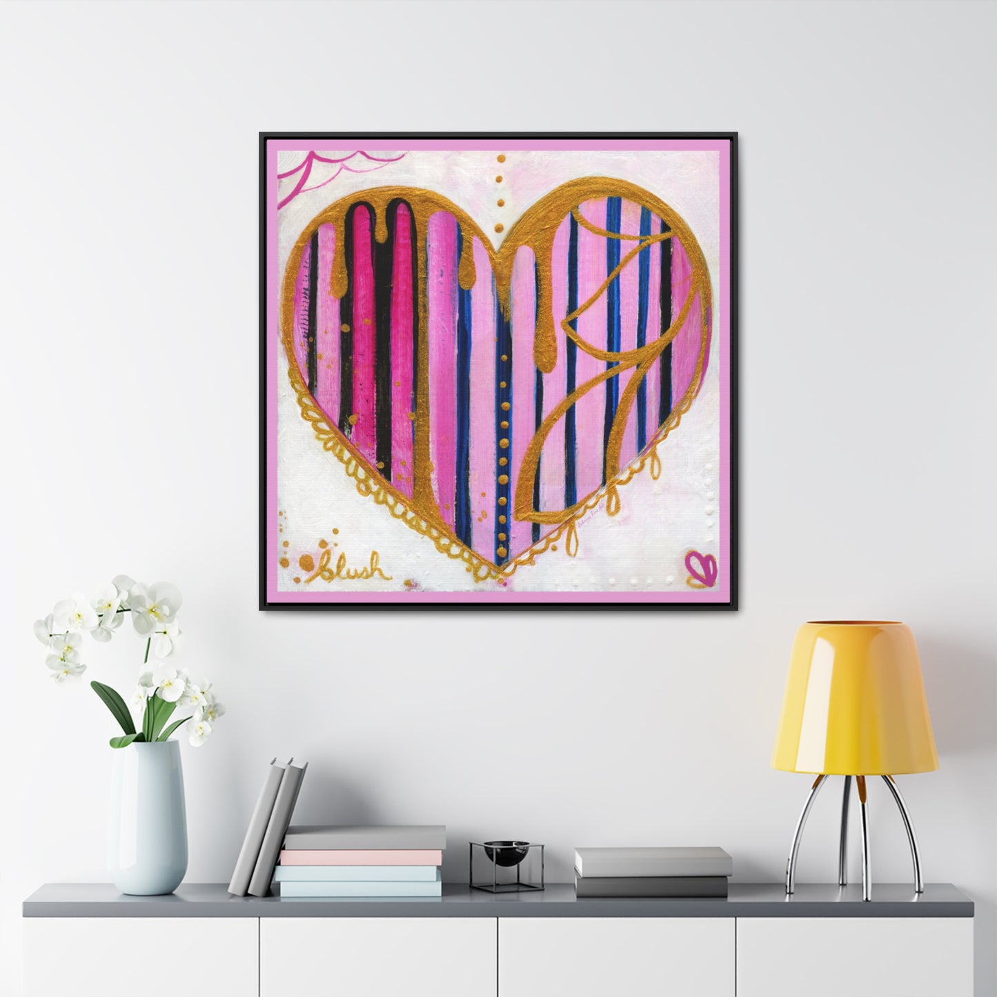 "Blush Party Heart" Framed Canvas Fine Art Reproduction by Zabrina Fine Art