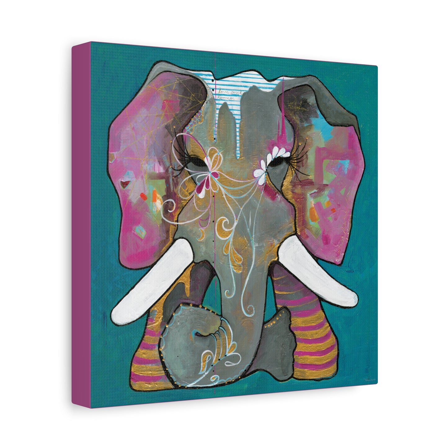 "Romeo Elephant" Unframed Canvas Hot Pink Edge Reproduction by Zabrina Fine Art