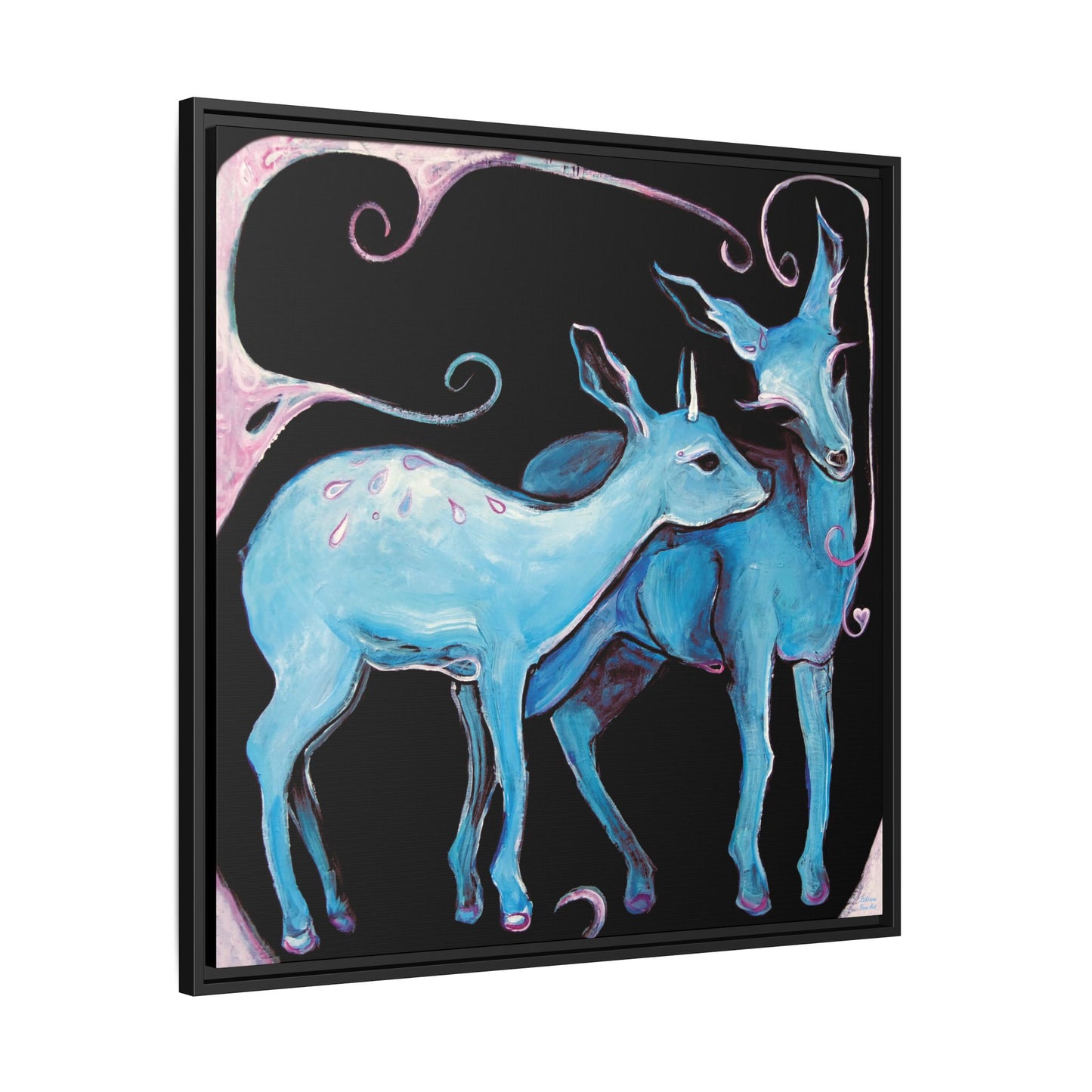 "Deer Love" Framed Canvas Fine Art Reproduction by Zabrina Fine Art