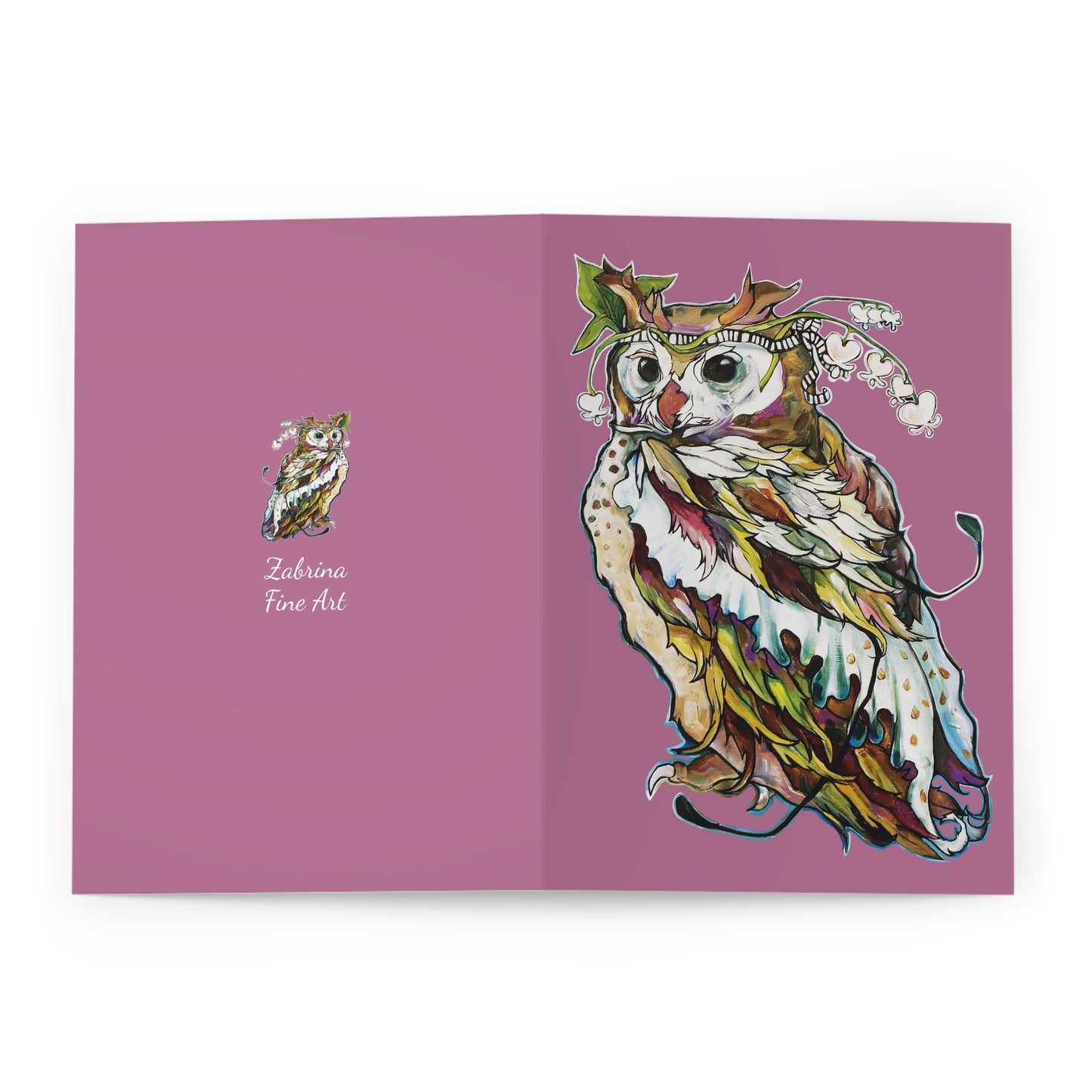 "Flower Crown Owl" Notecards by Zabrina Fine Art (set of 5)