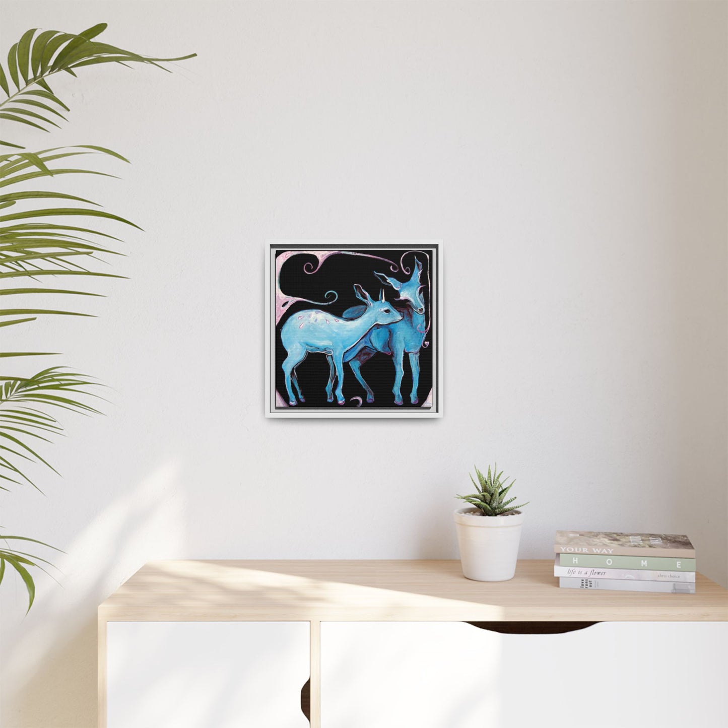 "Deer Love" Framed Canvas Fine Art Reproduction by Zabrina Fine Art