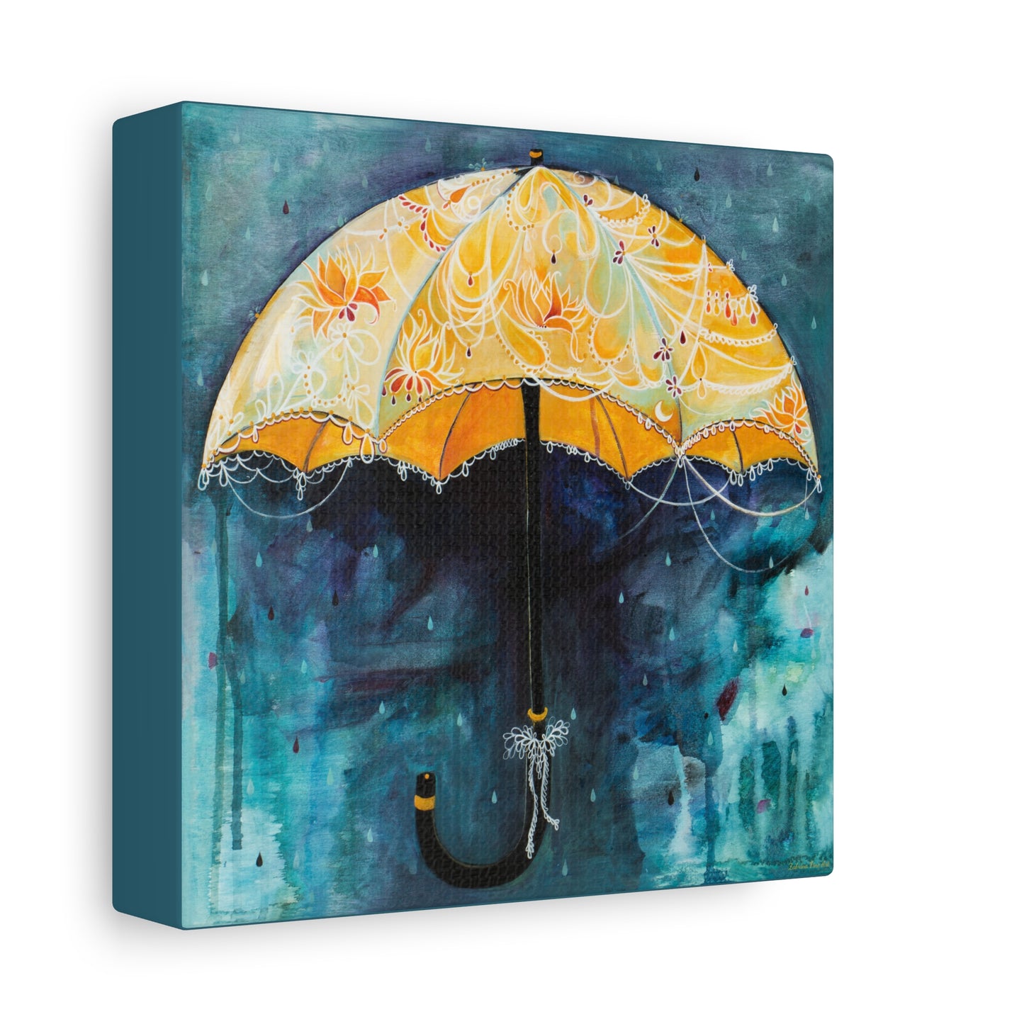 "Rain Glow" Unframed Canvas Ming Blue Edge Reproduction by Zabrina Fine Art