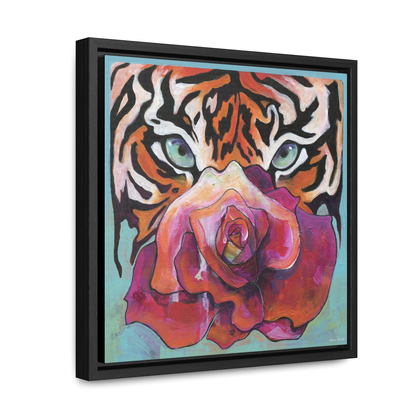 "Tiger Rose" Framed Canvas Fine Art Reproduction by Zabrina Fine Art