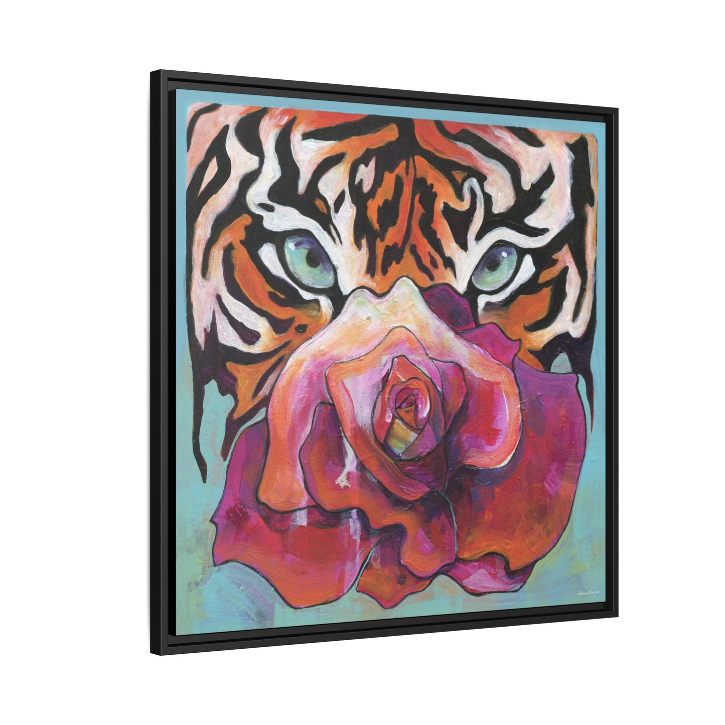 "Tiger Rose" Framed Canvas Fine Art Reproduction by Zabrina Fine Art