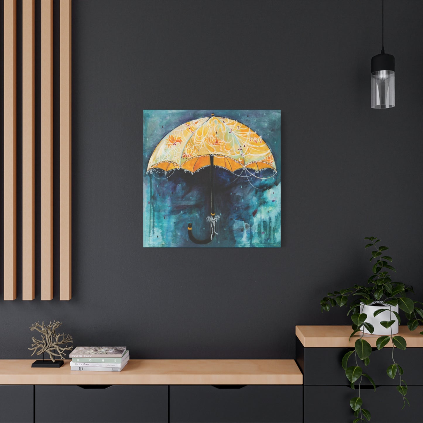 "Rain Glow" Unframed Canvas Ming Blue Edge Reproduction by Zabrina Fine Art