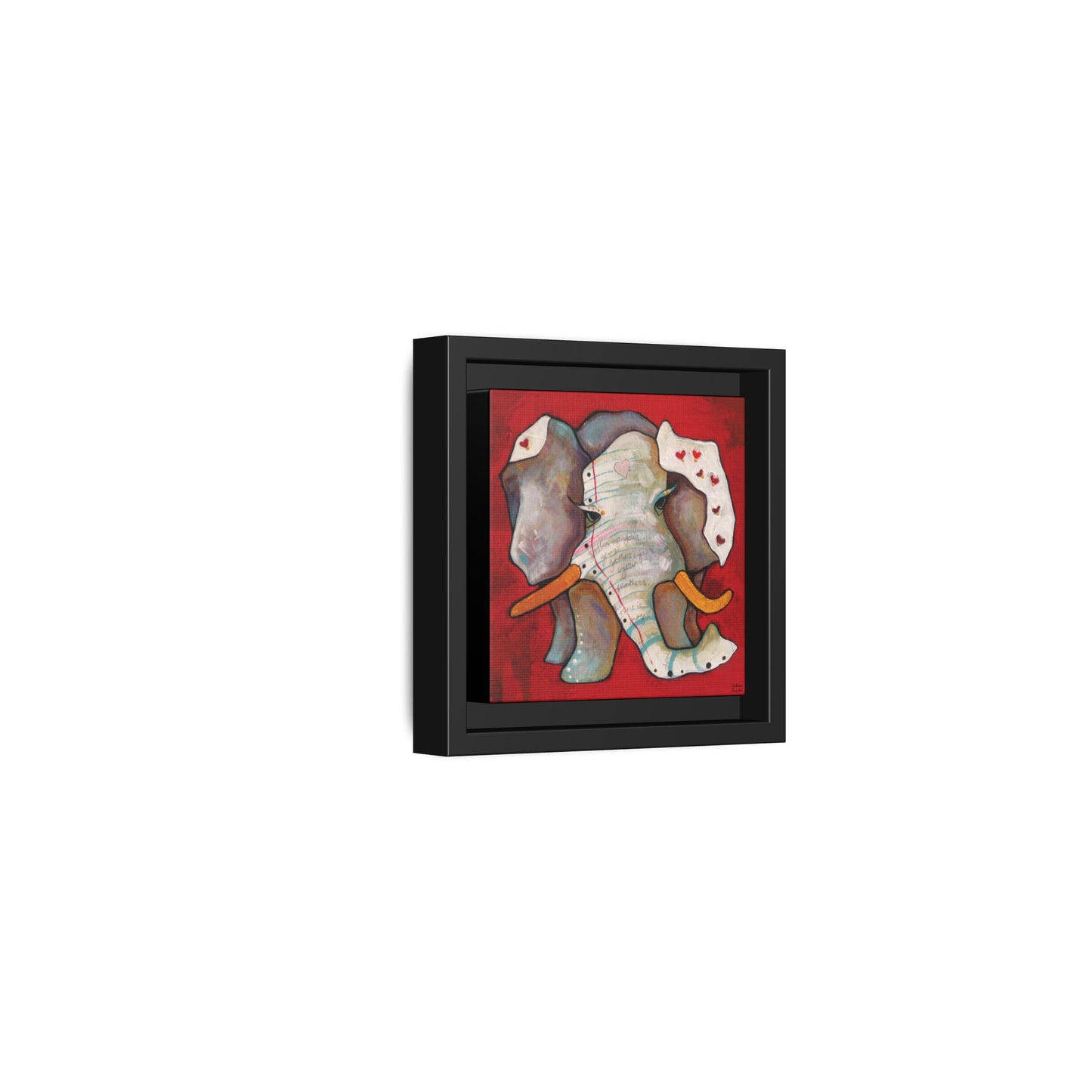 "Red Heart Elephant" Framed Canvas Fine Art Reproduction by Zabrina Fine Art