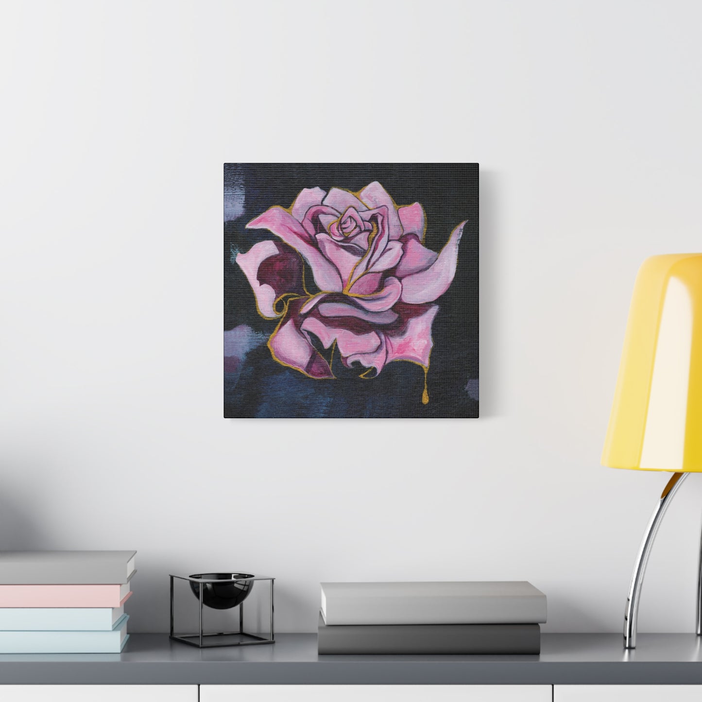 "Gilded Rose" Unframed Canvas Black Edge Reproduction by Zabrina Fine Art