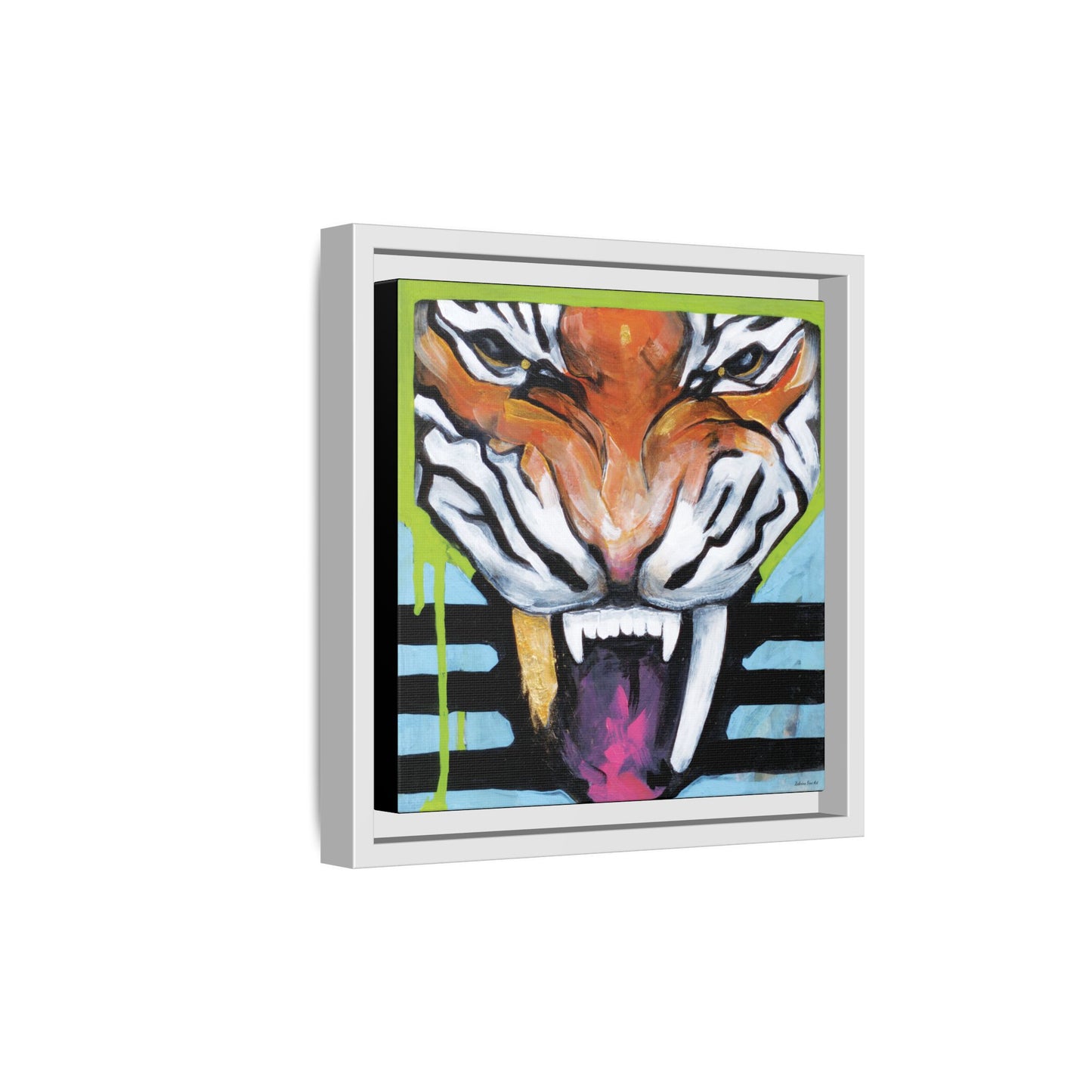 "Tiger Fang" Framed Canvas Fine Art Reproduction by Zabrina Fine Art