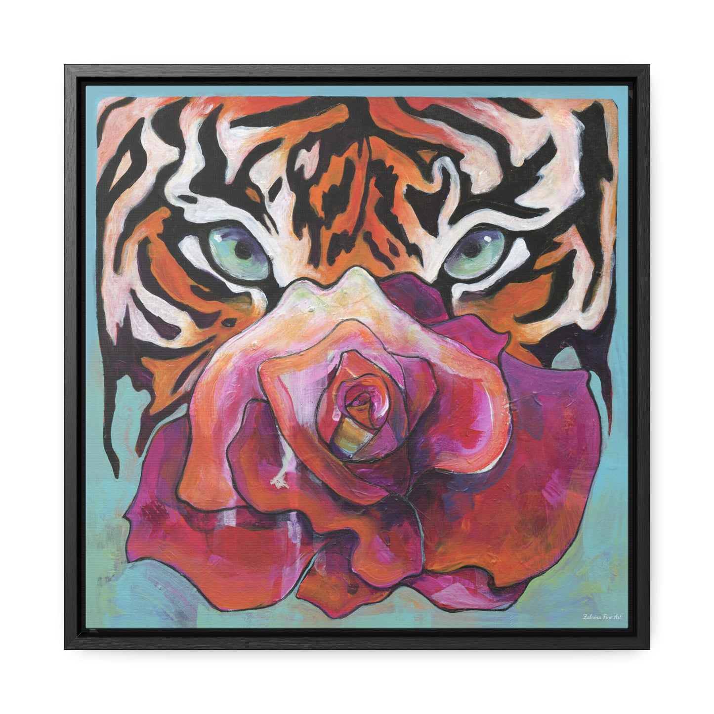 "Tiger Rose" Framed Canvas Fine Art Reproduction by Zabrina Fine Art