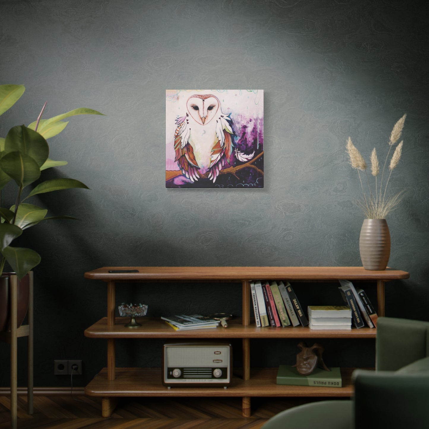 "Rainy Day Owl" Unframed Canvas Black Edge Reproduction by Zabrina Fine Art