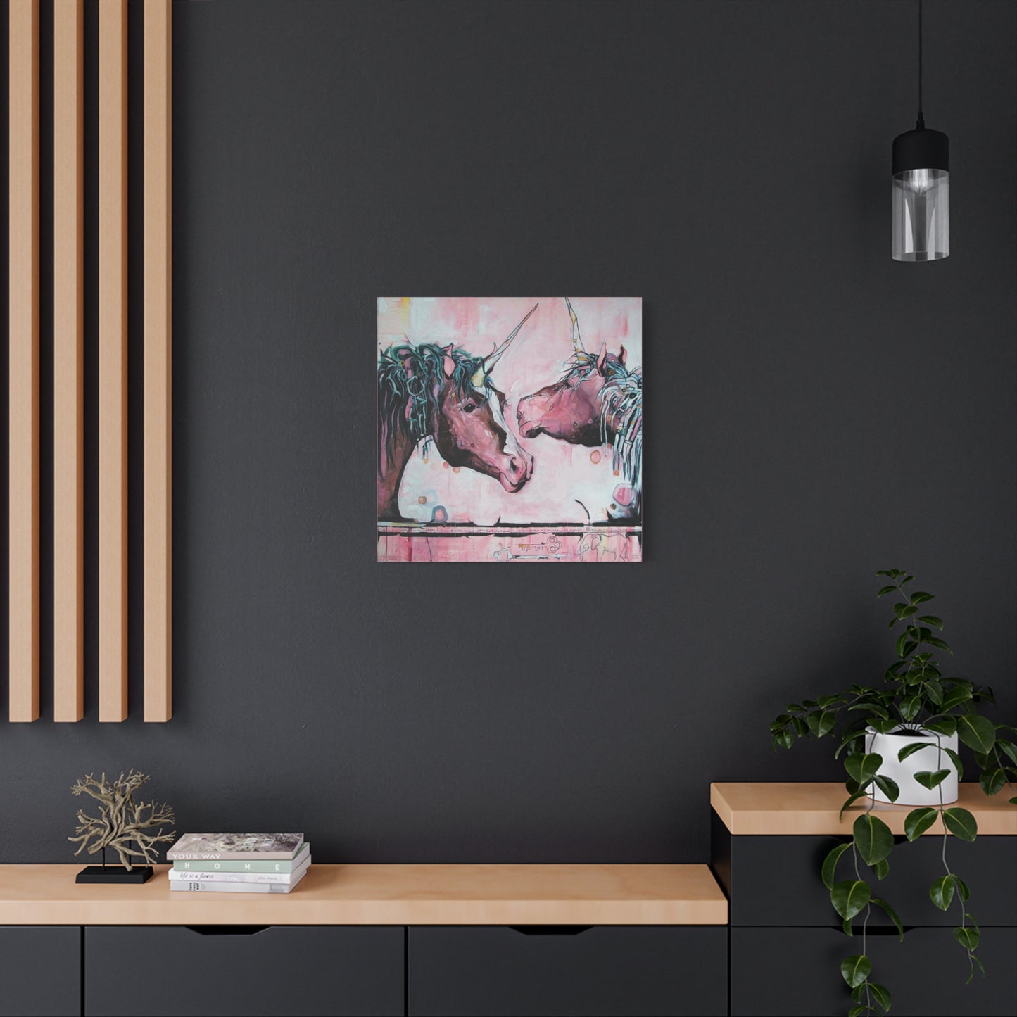 "Unicorns Are Real" Unframed Canvas Pink Edge Reproduction by Zabrina Fine Art