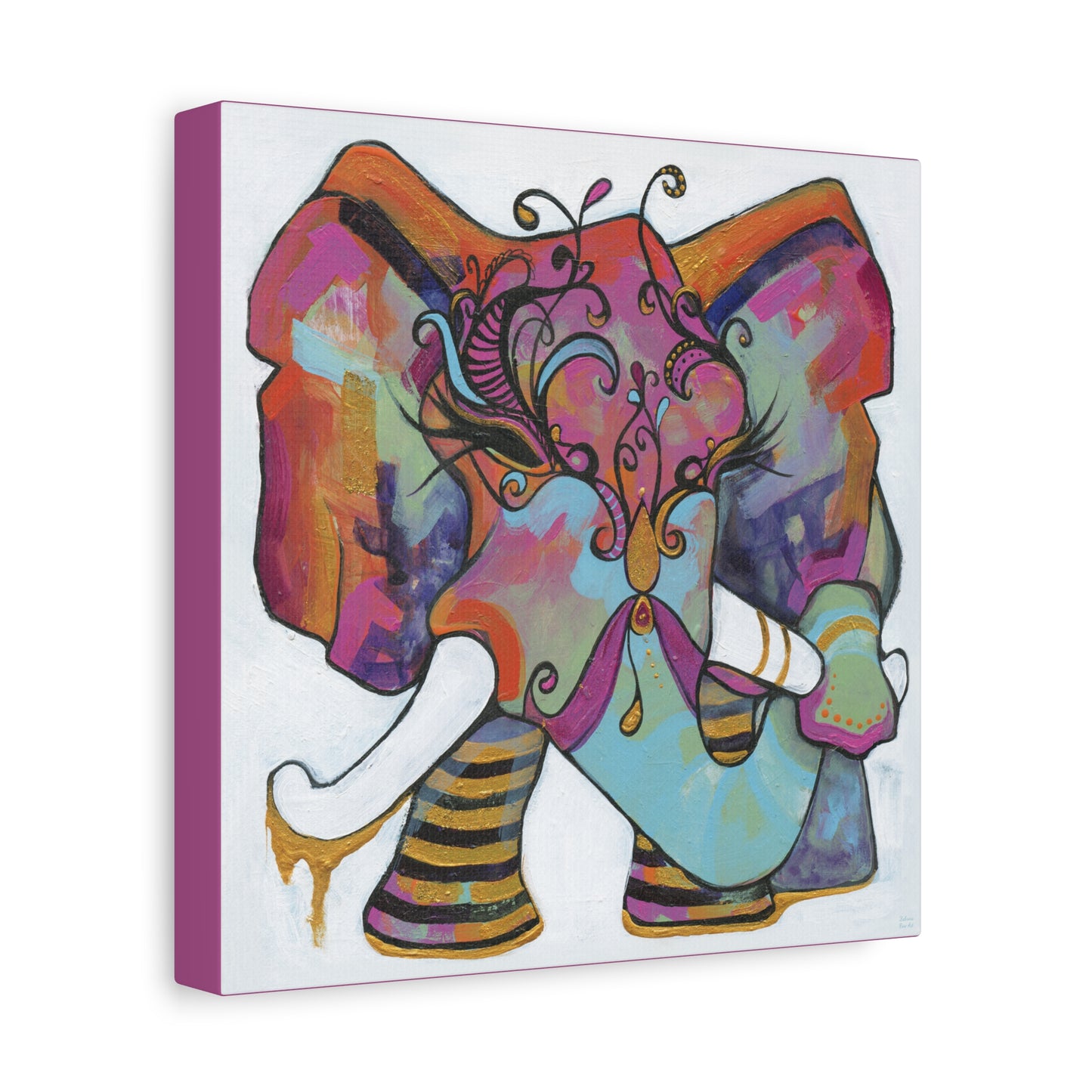 "Masquerade Elephant" Unframed Canvas Hot Pink Edge Reproduction by Zabrina Fine Art